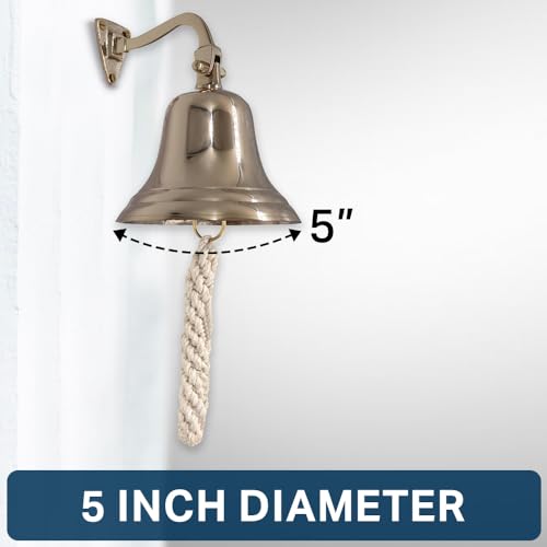 The Metal Magician 5-Inch Solid Brass Wall-Mounted Ship Bell for Marine & Home Decor