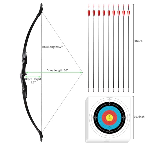 Beginner Archery Recurve Bow Set for Youth & Adults - 20/30/40lbs