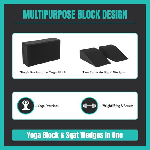 Heel Elevated Squat Wedge Blocks - Non-Slip Foam Set for Weightlifting