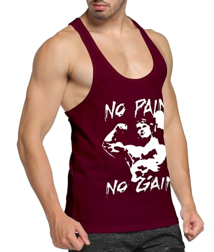 GYMLEADER Men's X-Large Wine Red Workout Tank Top for Gym & Muscle Training