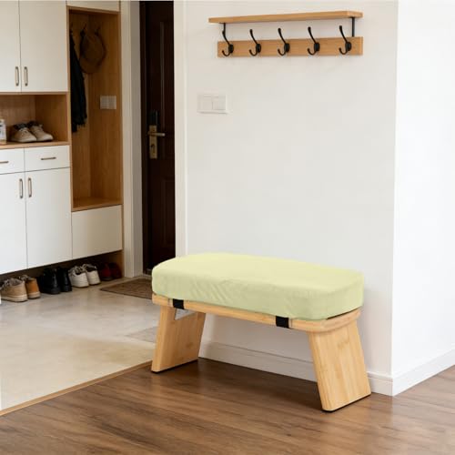Bamboo Meditation Bench with Cushion - Foldable Prayer Stool, Beige