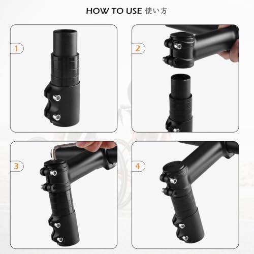 Adjustable Bike Stem Riser 28.6mm Handlebar Extender - 123mm Black