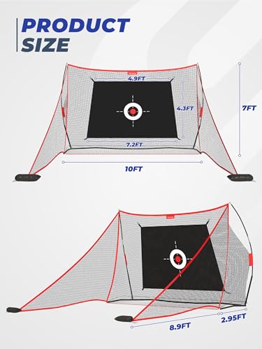 Sturdum 10x7ft Golf Hitting Net with Side Nets - Basic Training Set for Practice
