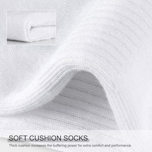 Airacker Unisex Athletic Quarter Socks 6 Pairs - White, Cushion, Breathable, Size 9-12