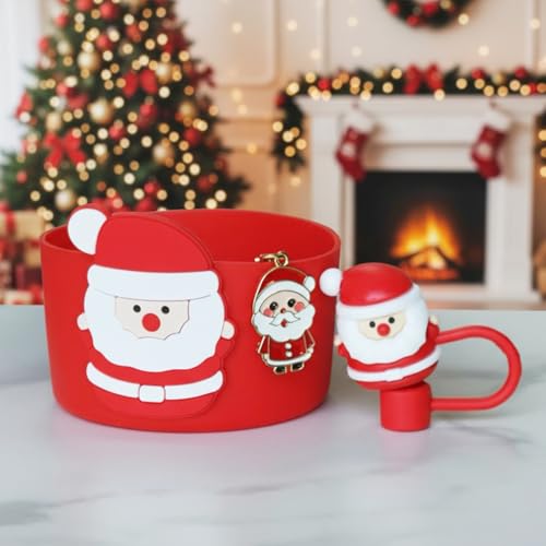 Christmas Stanley Cup Accessories Set - Red2 - Boot, Straw Cover & Charms