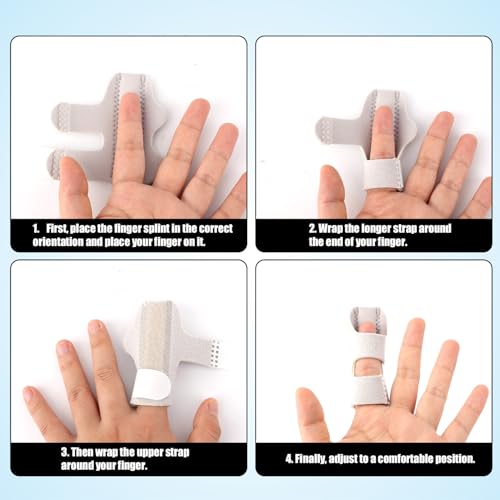 Finger Splints - 4pcs Finger Brace for Mallet & Sprains - Black, Beige, Grey, Dark Blue