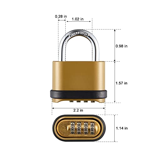 Heavy Duty Weatherproof Combination Lock, 4-Pack Outdoor Combo Lock,Resettable Combination Padlock for Gate,Shed,Storage Unit
