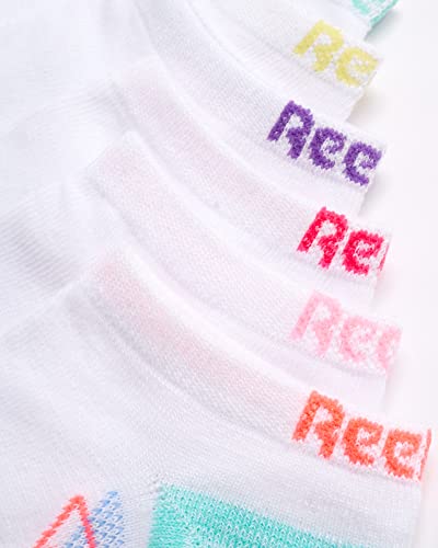 Reebok Girls Low Cut Athletic Socks 6 Pack Medium White Multi - Performance, Moisture-Wicking, No-Show Fit