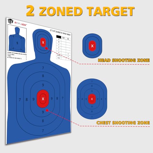 High Visibility 5-Color Silhouette Paper Targets - 10 Pack, 23x35 inch
