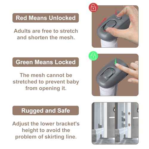 Retractable Baby & Dog Gate | 34" Tall | Extends to 55" Wide | Safety Mesh Gate for Stairs, Indoor/Outdoor, Doorways & Hallways