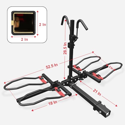 Heavy-Duty Bike Rack for Car - 2-Bike Hitch Mount, 200 LB Capacity
