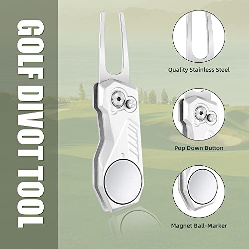 Golf Divot Repair Tool with Magnetic Ball Marker - G-Silver