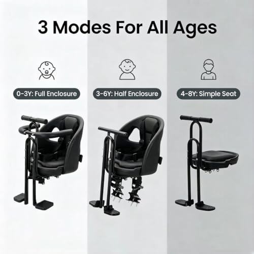 Front-Mounted Child Bike Seat with Cup Holder - For 10 Months to 4 Years Old
