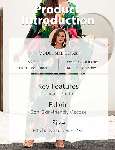 MAKABO Multicolor Flamingo Kaftan Dress for Women V-Neck Cover Up