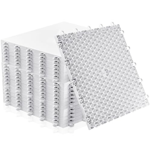 Fabbay Dryland Synthetic Hockey Flooring Tiles - 12x12 Inches, White, 8 pcs