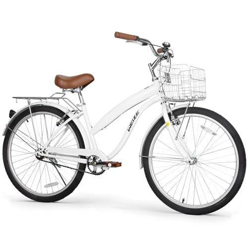 Beach Cruiser Bike 26 inch City Commuter Bicycle - Bright White