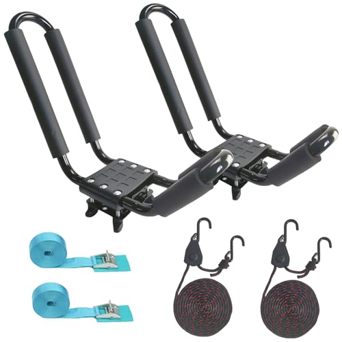 Kayak Roof Rack Carrier for SUV - J Bar Design with Straps
