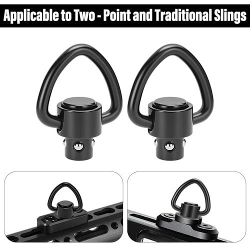 Heavy Duty Quick Detach Sling Swivels - 1 Inch D-Loop, 2 Piece Set