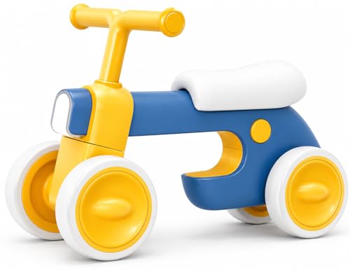 Henry & Colin Blue First Balance Bike for 12–36 Months, 4-Wheel Toddler Ride-On with Lights & Music