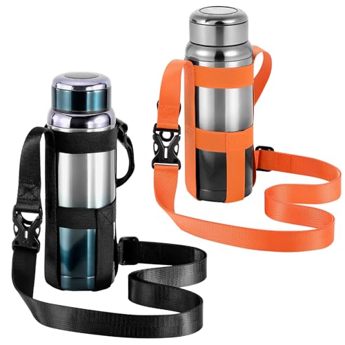 Nuovoware 2 Pack Water Bottle Holder with Strap, Fits 20-40 oz, Orange & Black