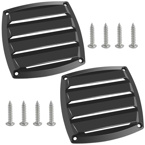 Marine Boat Vents - 3 Inch Nylon Louvered Vents, 2 Pack - Black