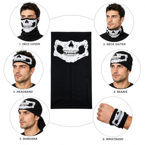 Skull Balaclava Mask Set - 4Pcs Black Gator Masks for Outdoor Sports