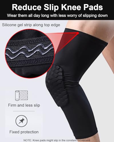 Basketball Knee Pads Sleeves - Honeycomb Compression - Medium/Black