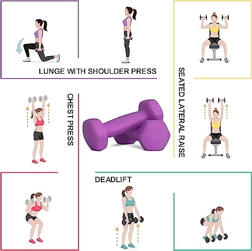 Balelinko 12 lb Neoprene Dumbbells Set of 2 – Non-Slip Grip, Anti-Roll Hex Free Weights for Home Gym