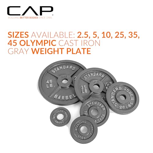 2-Inch Olympic Weight Plate - Cast Iron - Classic Grey, 2.5 lb