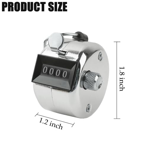 4-Digit Metal Hand Tally Counter - Mechanical Clicker with Lanyards