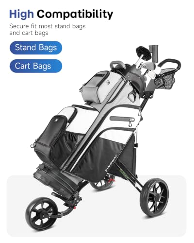 Lightweight 3-Wheel Golf Push Cart with Foot Brake - Black