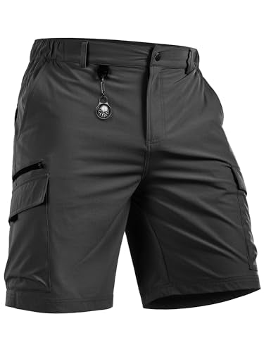 NORTHYARD Men's 9" Cargo Hiking Shorts - Lightweight, Quick-Dry, Black, Medium