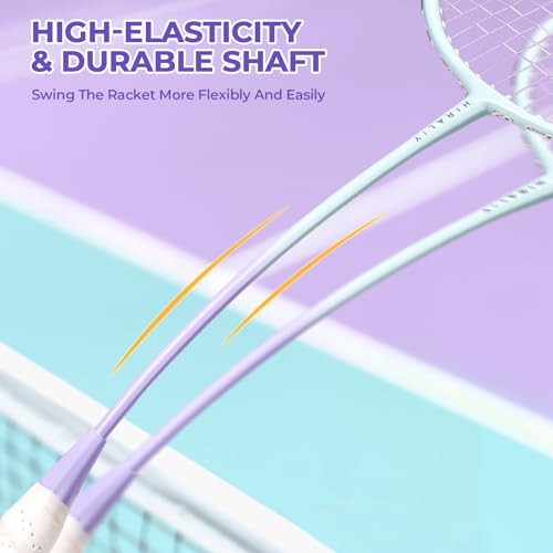 HIRALIY Badminton Set - 2 Rackets, 6 Shuttlecocks & Carry Bag (2 Player)