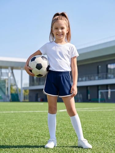 Poroka Girls' Cotton Athletic Shorts 6-Pack Toddler Summer Sports Casual Wear