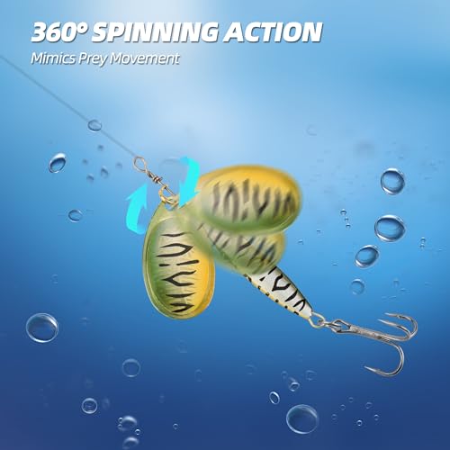 Fish-Shaped Inline Spinner Bait Lures 5-Pack - Squid Eye