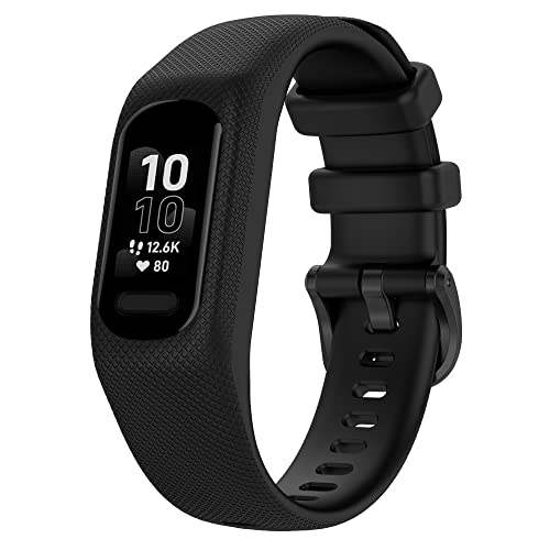 Soft Silicone Replacement Band for Garmin Vivosmart 5 - Black, Small