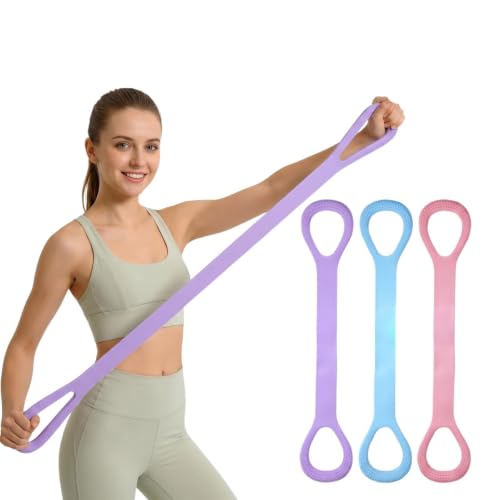 3-Pack Figure 8 Resistance Bands with Handles for Yoga & Home Workout