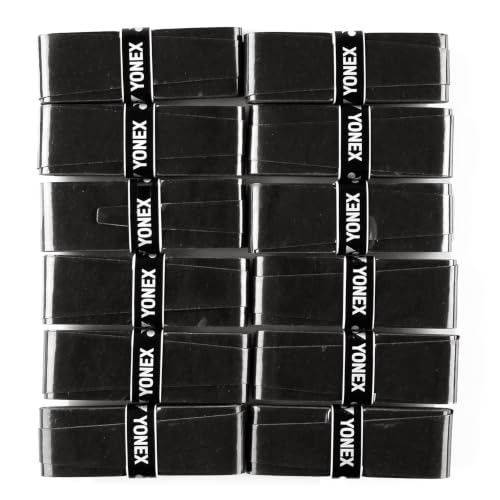 YONEX Overgrip Super GRAP 12 Pack - Black/White Tennis Racket Grip