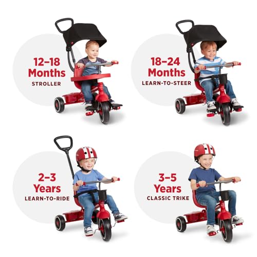 4-in-1 Pedal & Push Stroll 'N Trike - Red, Ages 1-5