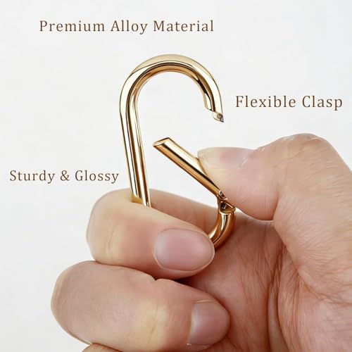 Gold Oval Spring Ring Clips - 4Pcs Metal Snap Keychain Hooks