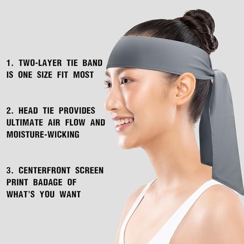 Adjustable Sports Head Tie Sweatband - 3 Pack - Gray Ninja Headband