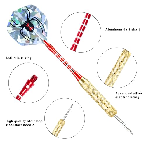 CHRDW Darts Metal Tip Set - 18 Steel Tips + 6 Flights, CNC Tips, Wrench Included