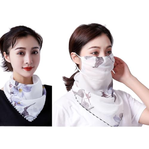 Sun Protection Neck Gaiter 2Pack for Women - Breathable Face Cover Scarf with Ear Loops
