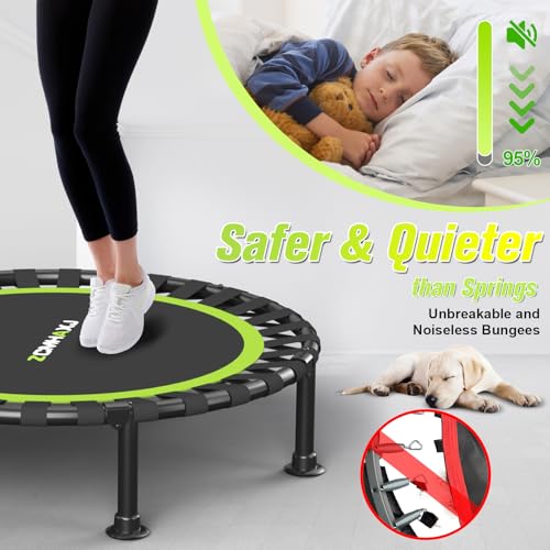 Foldable Mini Trampoline - 40" Rebounder for Fitness, 450lbs Capacity