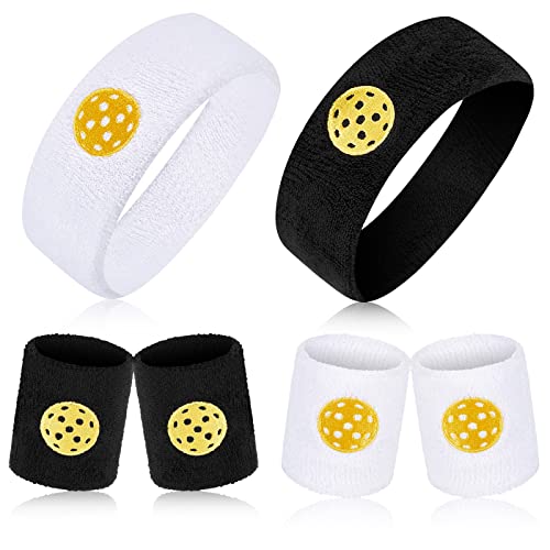 6-Piece Sports Headband and Wristband Set - Absorbent Terry Cloth Sweatbands