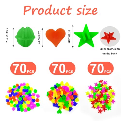210 Pcs Colorful Bicycle Spoke Beads - Star, Heart & Ball Shapes