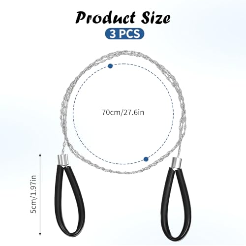 3-Piece Stainless Steel Cable Saw Set - Portable Wire Cutting Tool