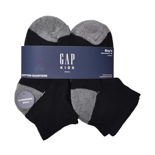 Kids' Quarter Crew Socks Multi-Pack - Soft & Stretchy, True Black