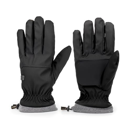 Winter Waterproof Ski Gloves with Touchscreen - Black With Buckle, Medium