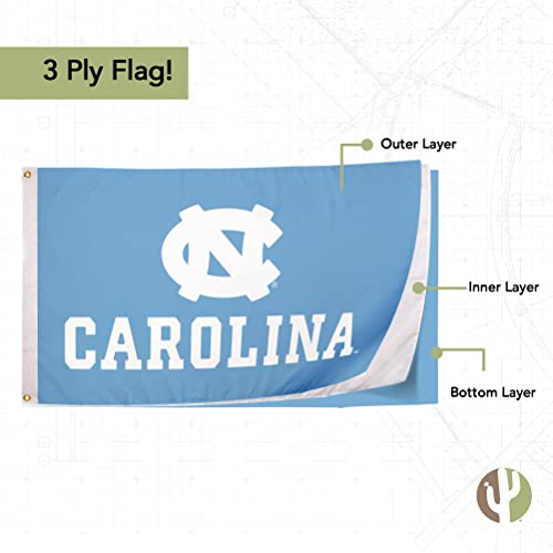 3x5 Ft Double-Sided UNC Tar Heels College Flag - Outdoor Polyester Banner